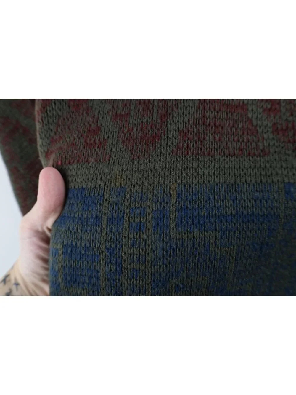 Vtg 90s Streetwear Mens Medium Fair Isle Argyle Diamond Knit Crewneck Sweater